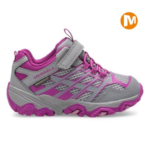 Merrell Moab FST Low A/C Waterproof Jr. Sneaker Kinder Grau/Rosa [DE-KECGO]